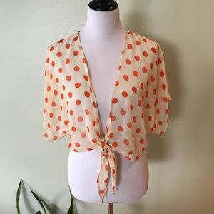 Cream & Orange Polka Dot Layering Top